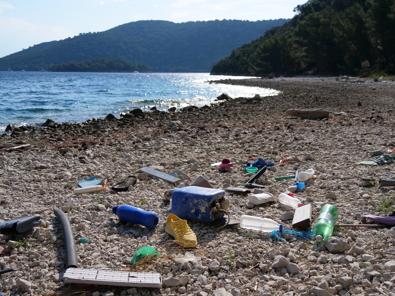 Marine litter at the beach in Croatia